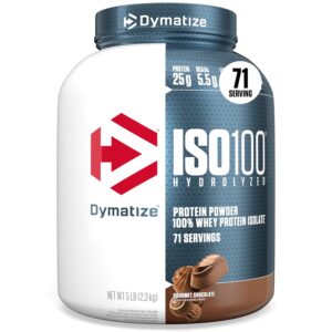 Dymatize ISO100 Hydrolyzed Protein Powder, 100% Whey Isolate Protein, 25g of Protein, 5.5g BCAAs, Gluten Free, Fast Absorbing, Easy Digesting, Gourmet Chocolate
