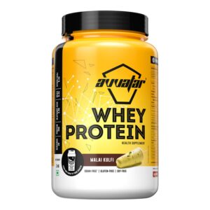 avvatar WHEY PROTEIN | 1Kg | Malai Kulfi Flavour | 28g Protein | 29 Servings | Isolate & Concentrate Blend