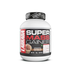 Labrada Super Mass Gainer 3kg|High-Calorie Protein Powder for Muscle Growth & Recovery |1246 Calories|265g Carbs|Chocolate Ice Cream Flavor|3g Creatine|500mg Glutamine, 3000gm, 1 count, 9 servings