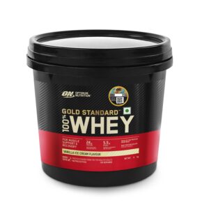 Optimum Nutrition (ON) Gold Standard 100% Whey Protein Powder 4 Kg (Vanilla Ice Cream), for Muscle Support & Recovery, Vegetarian - Primary Source Whey Isolate