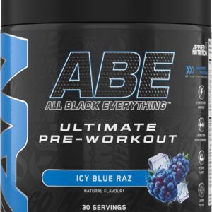 Applied Nutrition ABE Pre Workout - All Black Everything Pre Workout Powder, Energy & Physical Performance with Citrulline, Creatine, Beta Alanine (375g - 30 Servings) (ICY Blue Raz)