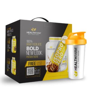 HEALTHFARM Isopro Zero Whey Isolate Protein Powder, 25g 100% Isolate Protein Per Serving,62 Servings(Frappe Coffee, 2kg)
