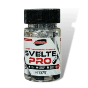 ABSN Svelte Pro 30 Capsules bottle supplement front viewABSN Svelte Pro nutrition facts and ingredients label
