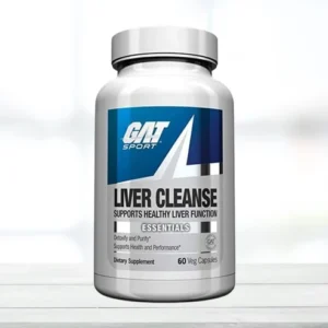 GAT Liver Cleanse 60 Capsules vegetable bottle showing milk thistle and turmeric detox label