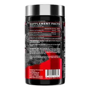 Nutrex NIOX Nitric Oxide 90 capsules bottle showing premium pump booster for max vascularity label