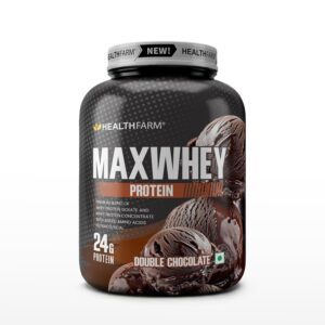 Healthfarm MaxWhey 24g Protein 2 KG Chocolate Flavoured Whey Protein Jar